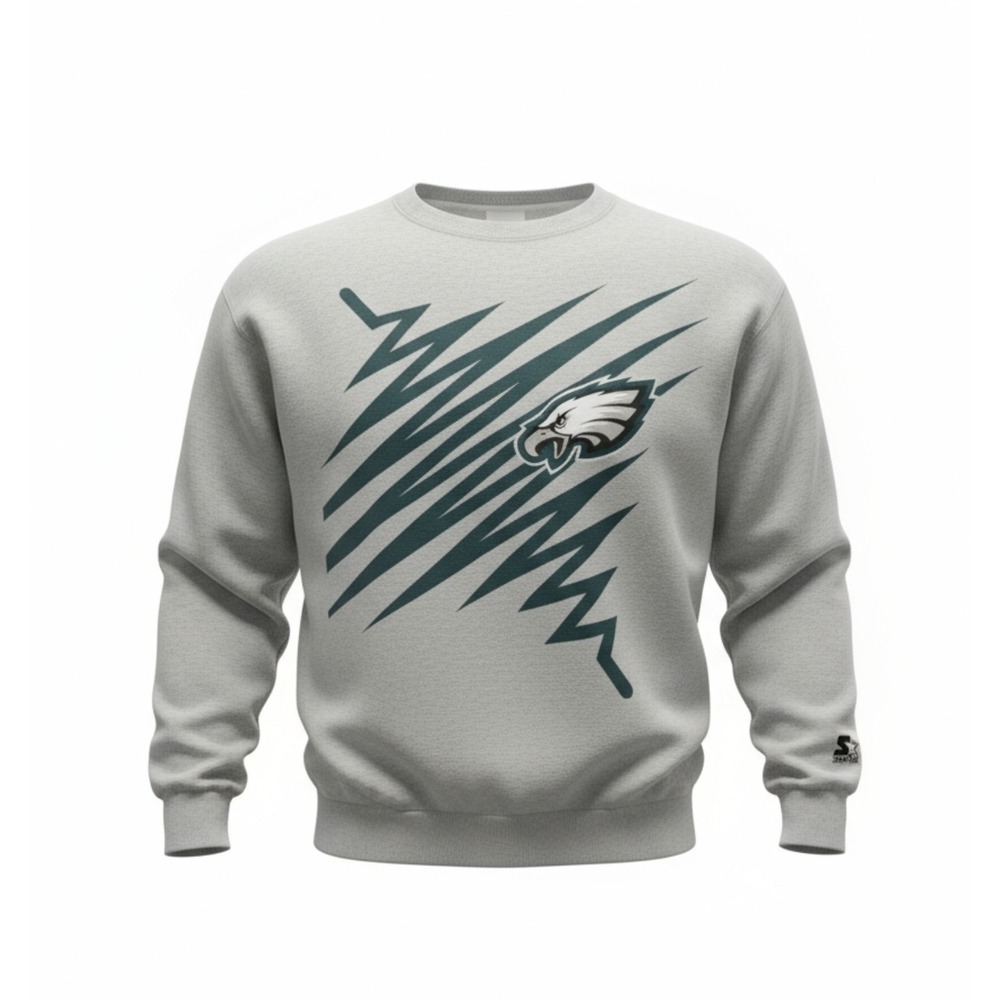 Vintage‎ 90s Starter Philadelphia Eagles Sweatshirt Large Gray USA Made NFL BR1